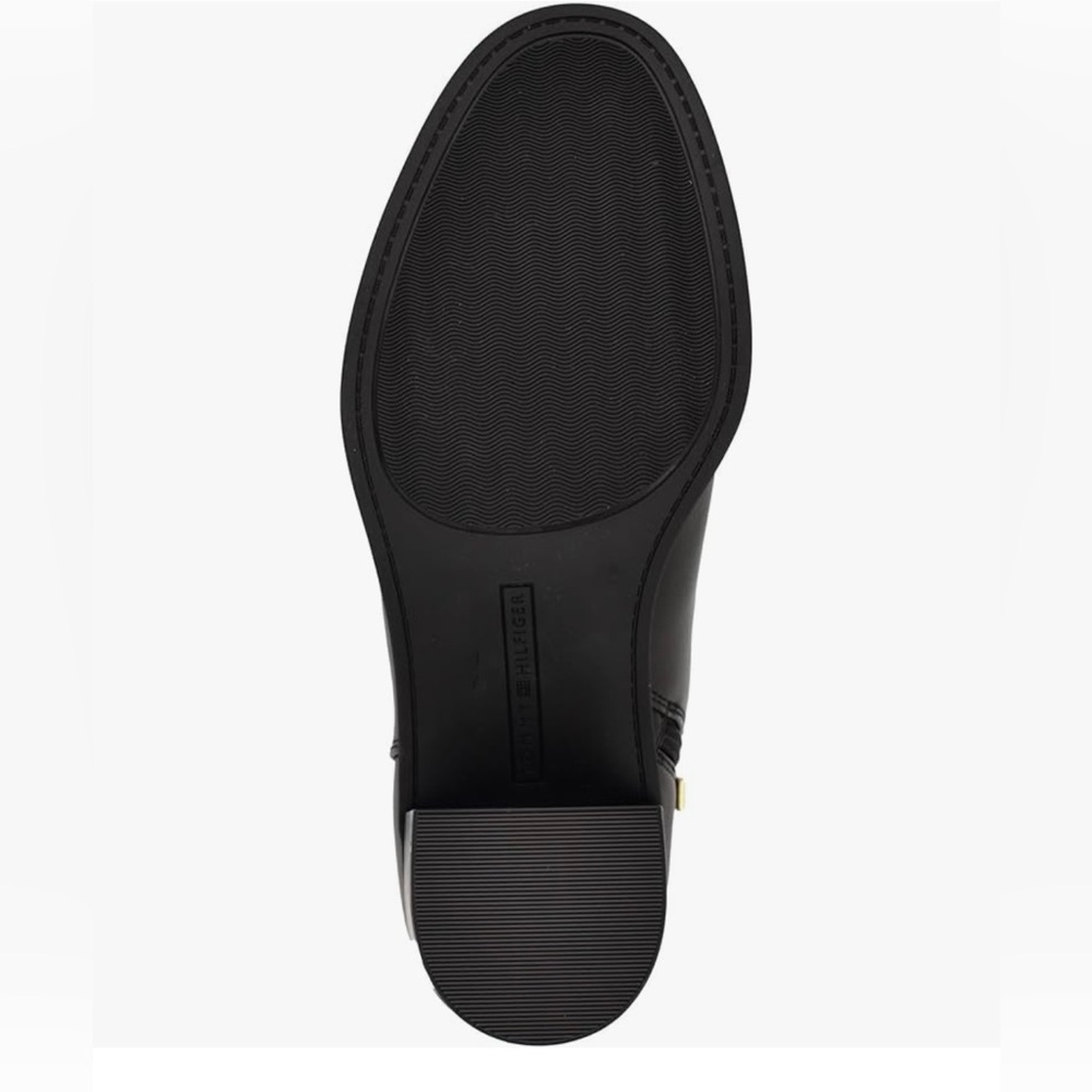 Tommy Hilfiger Black Ankle Boot with Gold Logo Accent - Picture 5 of 7